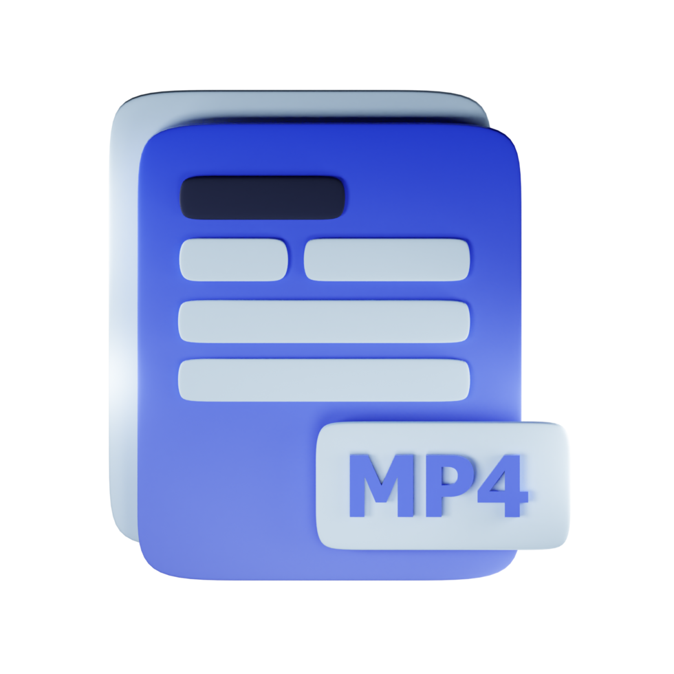 3d mp4 file extension document illustration concept icon png