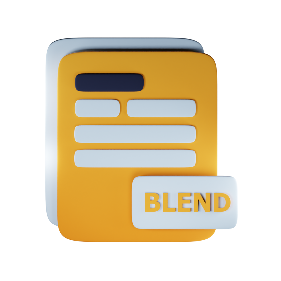 3d blend file extension document illustration concept icon png