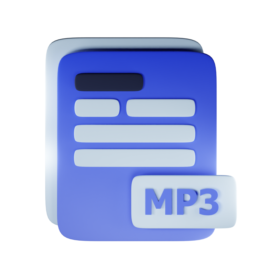 3d mp3 file extension document illustration concept icon 23741779 PNG