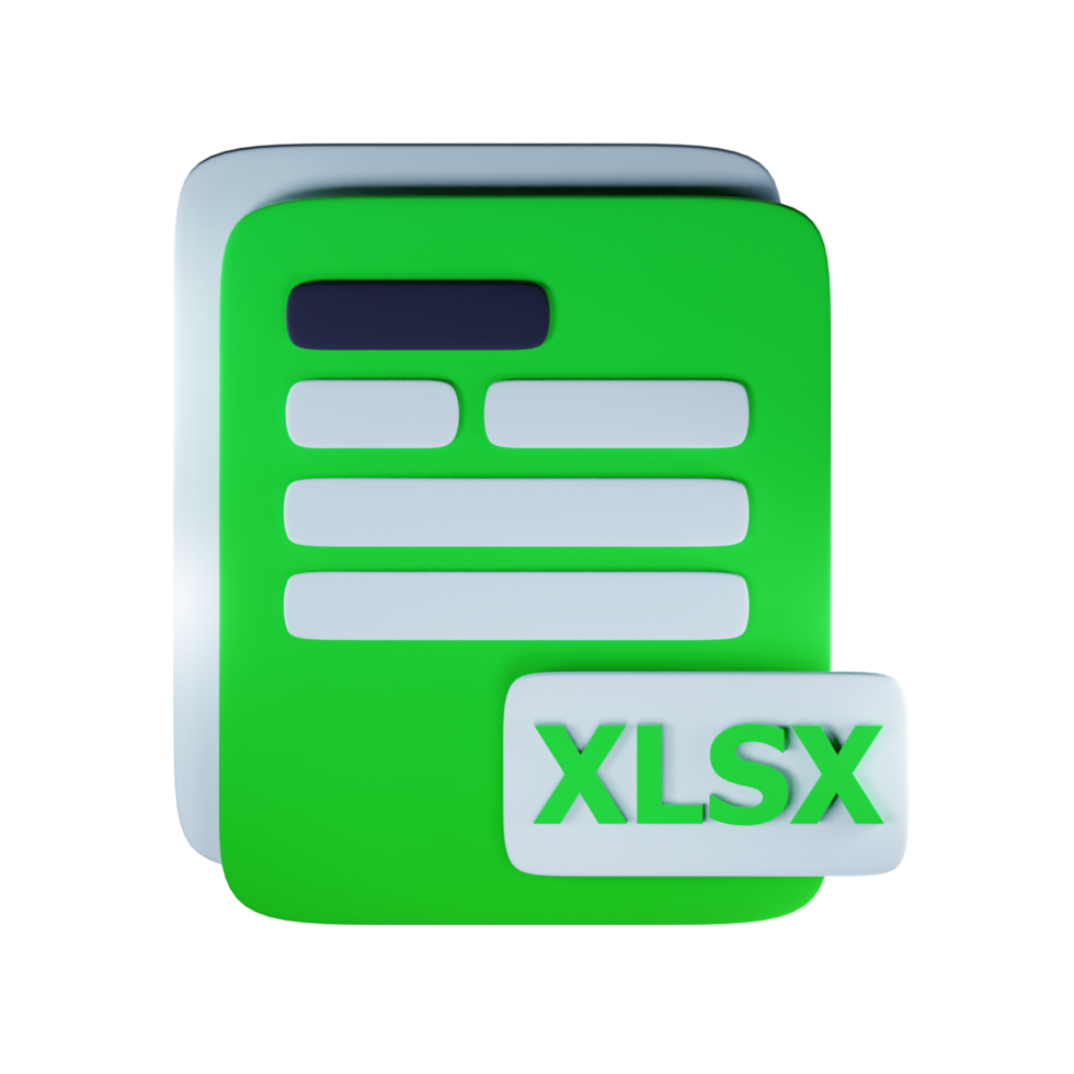 3d xlsx file extension document illustration concept icon png