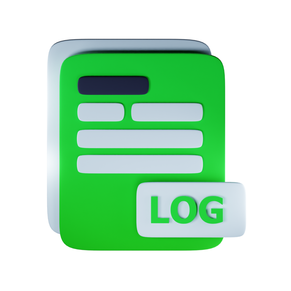 3d log file extension document illustration concept icon png