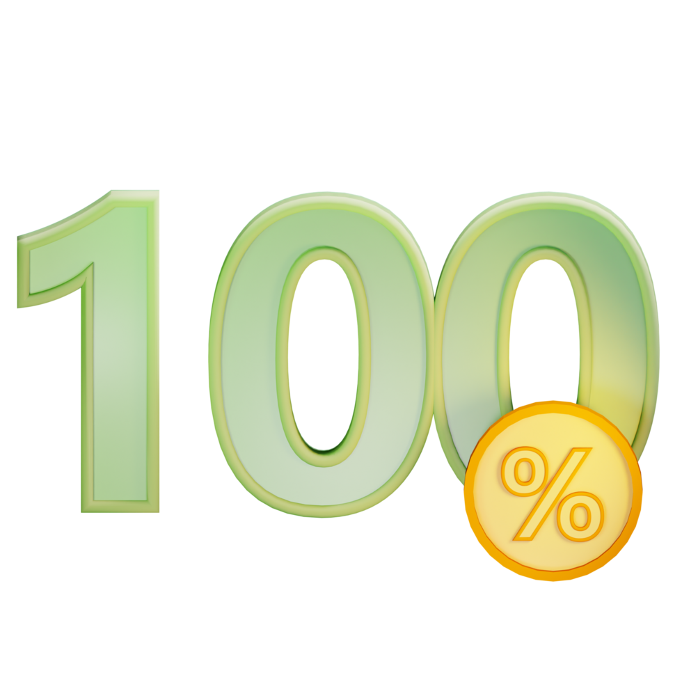 3d 100 discount percent text label illustration concept icon png