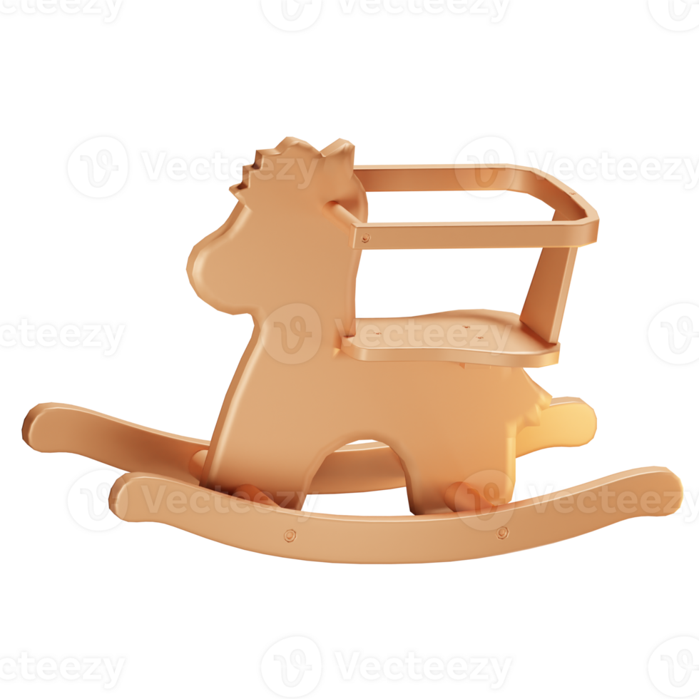 3d rocking horse baby stuff illustration concept icon png