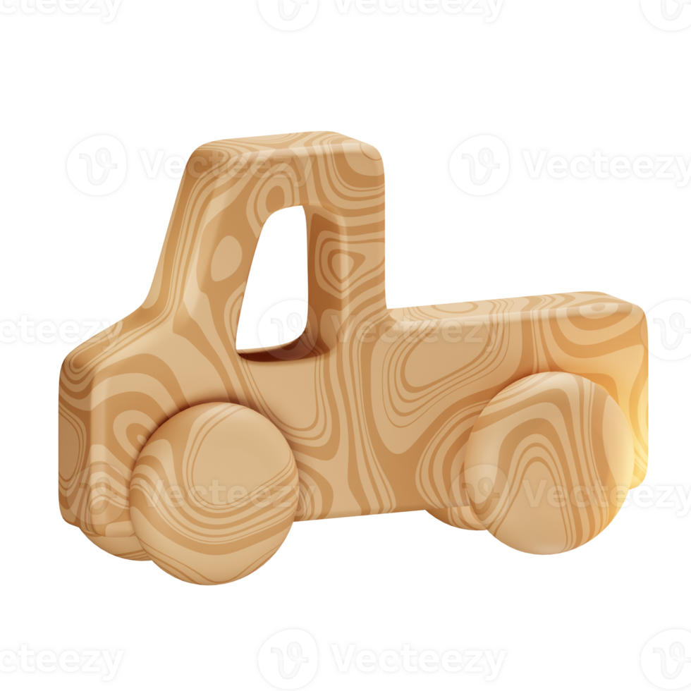 3d wood car baby stuff illustration concept icon png