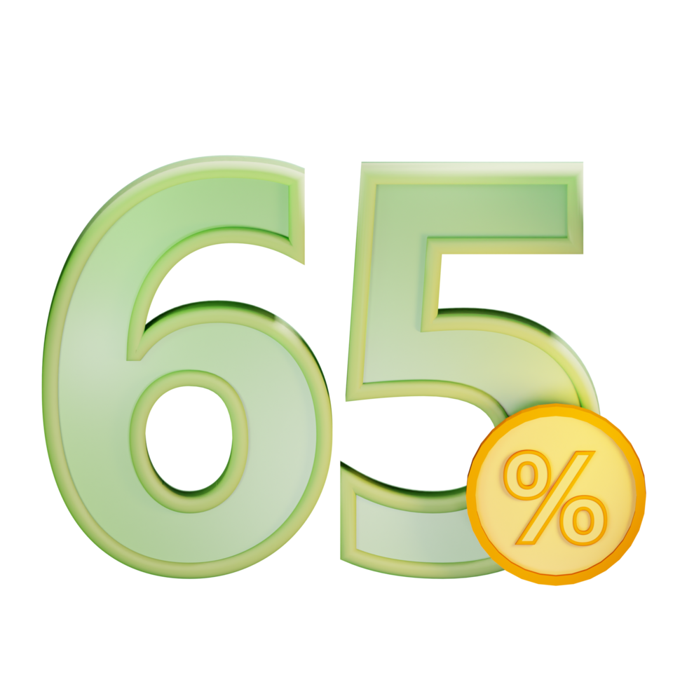 3d 65 remise pour cent texte étiquette illustration concept icône png