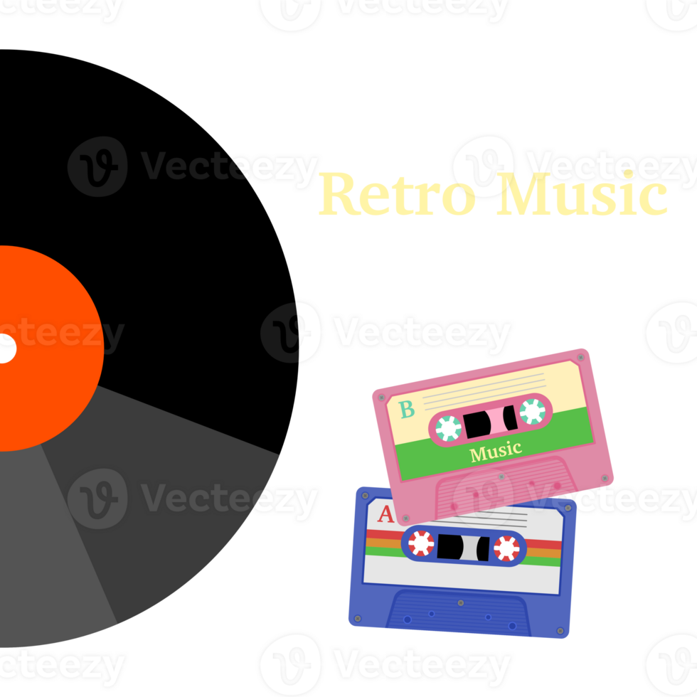 Old retro music or sound audio. Memory of music technology. png