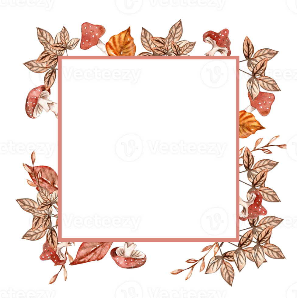 waterverf hand- getrokken herfst plein kader. illustratie van herfst. perfect voor scrapbooken, kinderen ontwerp, bruiloft uitnodiging, affiches, groeten kaarten, partij decoratie. png