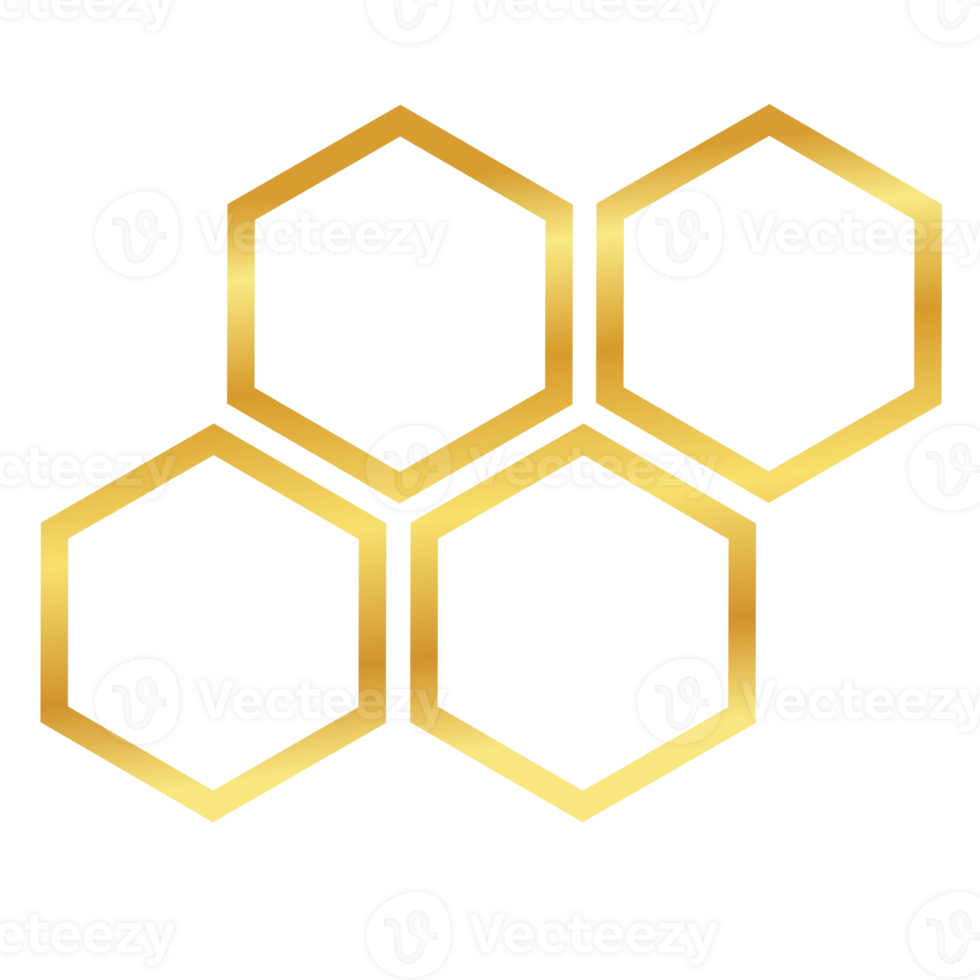 zeshoekig element gouden png