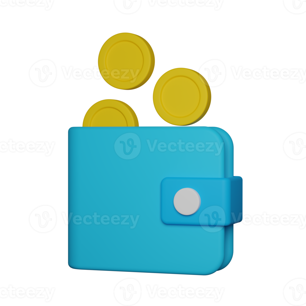 wallet with golden coin 3d. png