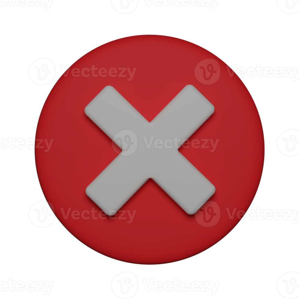 3d rejection icon cancel cross or delete sign png