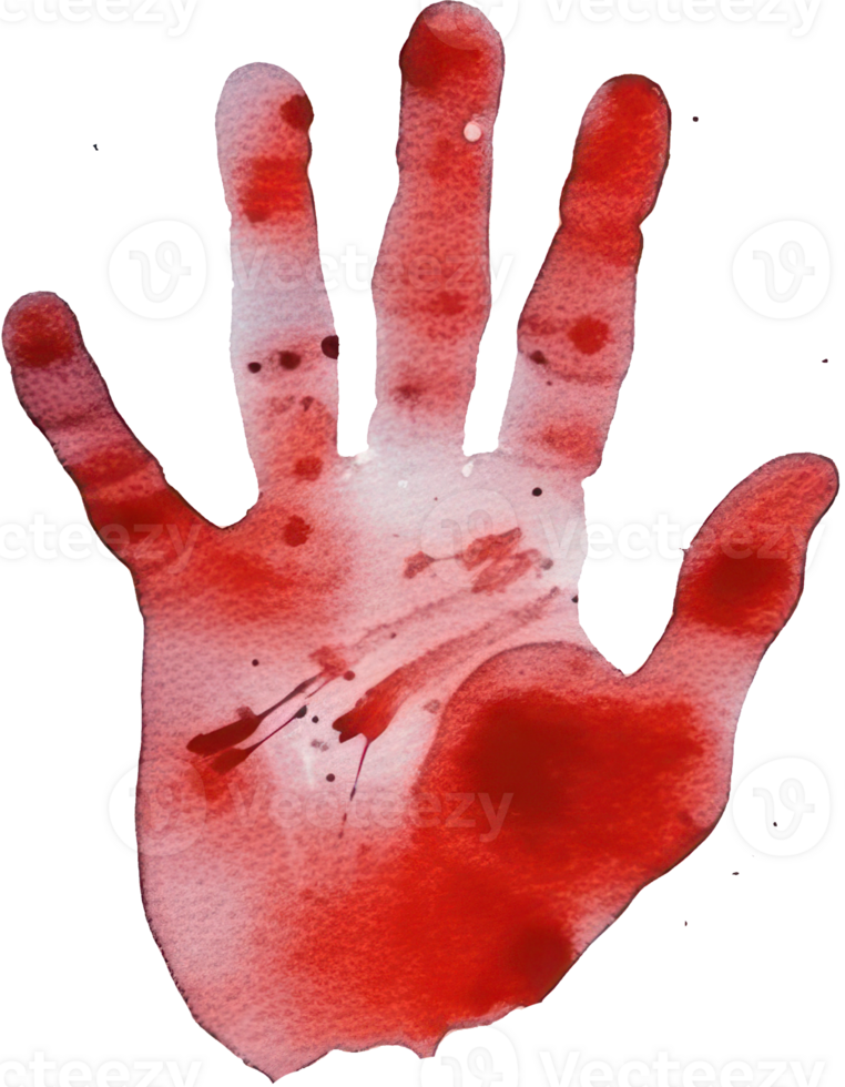 Hand Blut drucken Aquarell Illustration. ai generiert png