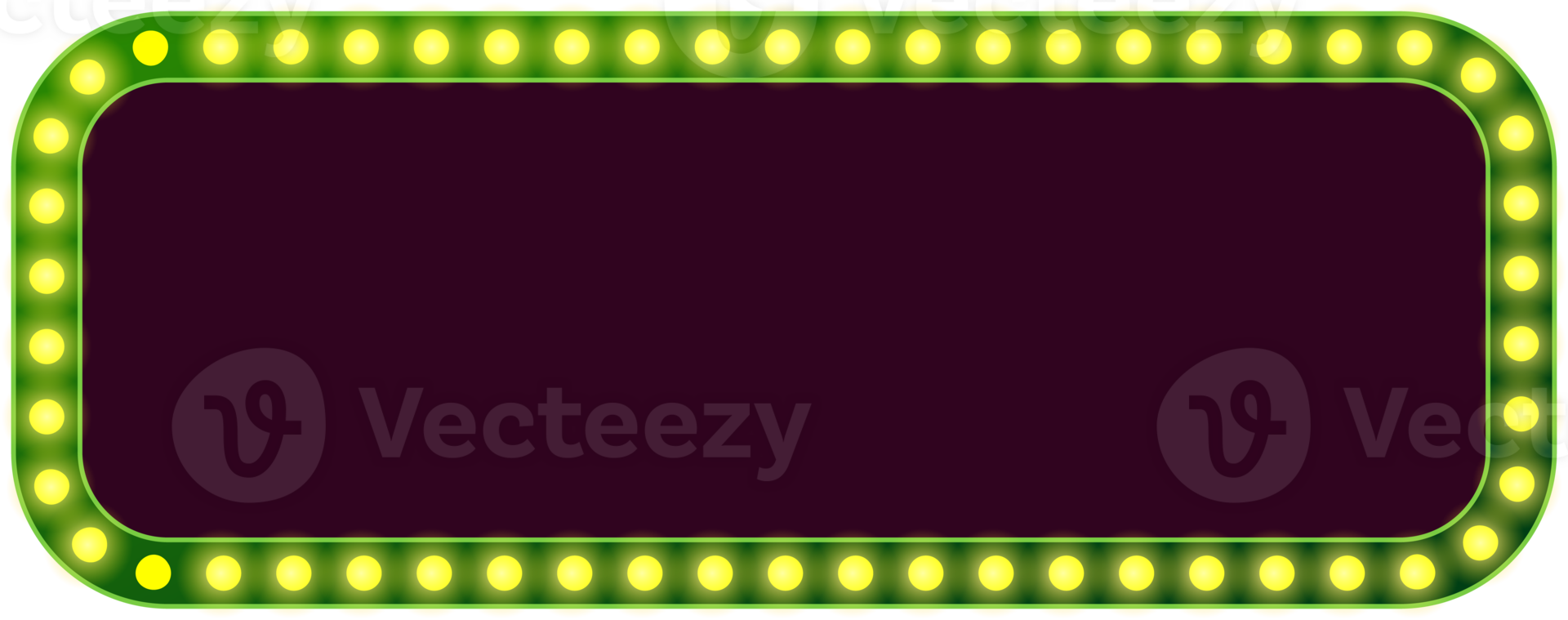 Retro Rectangle Light Bulbs Electric Billboard Green Frame png
