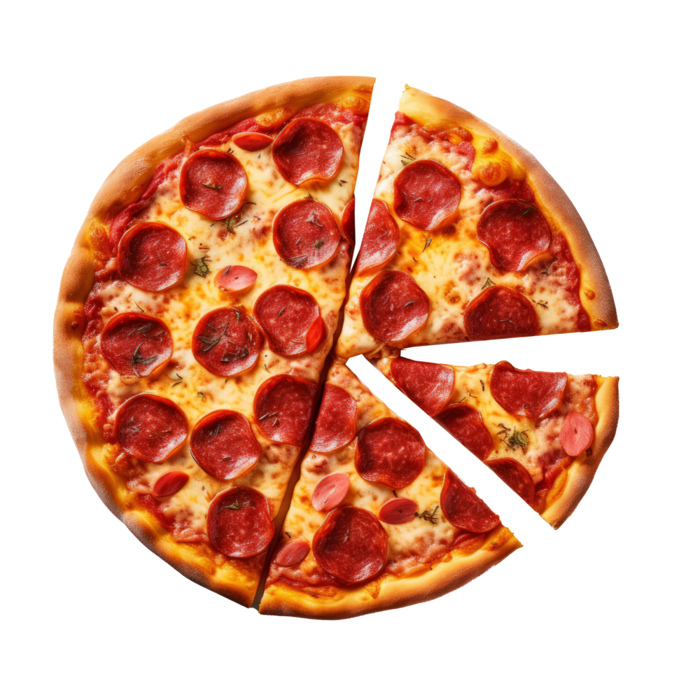 peperoni pizza geïsoleerd. illustratie ai generatief png