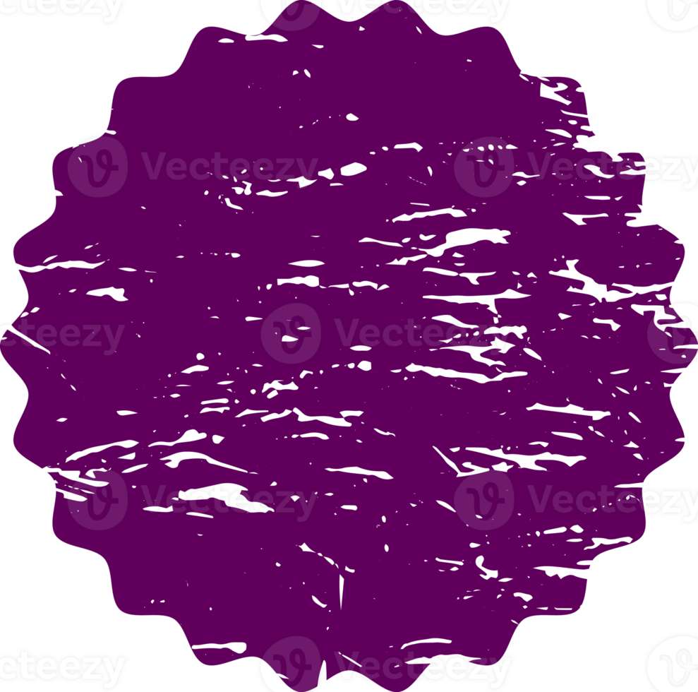 Distressed grunge circle stamp in purple png