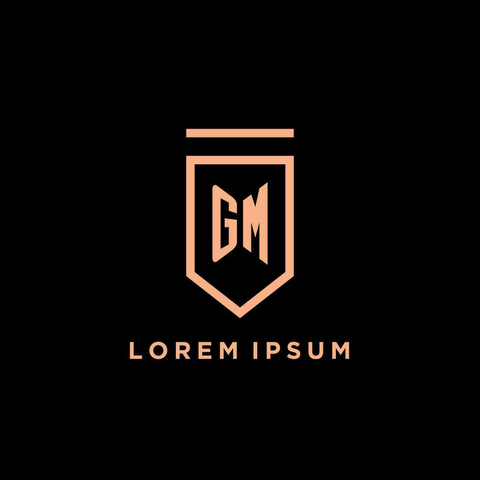 GM monogram initial with shield logo design icon vector