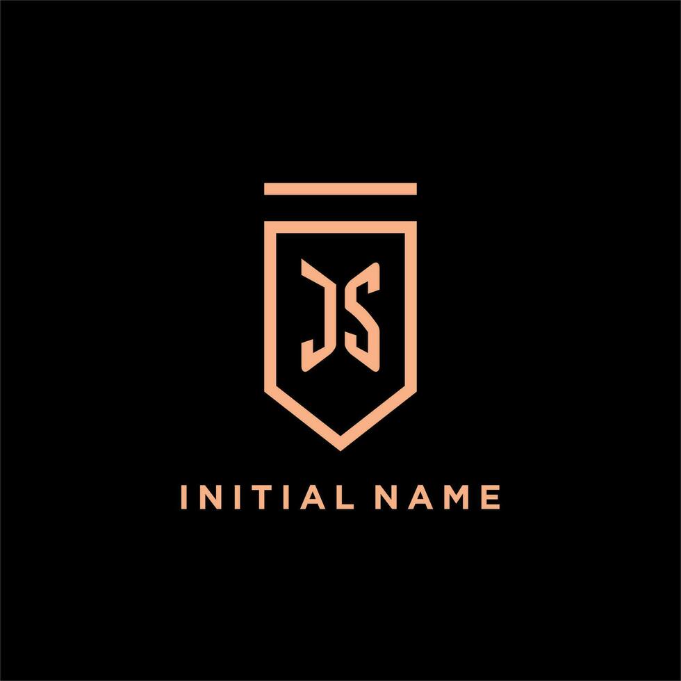 JS monogram initial with shield logo design icon vector