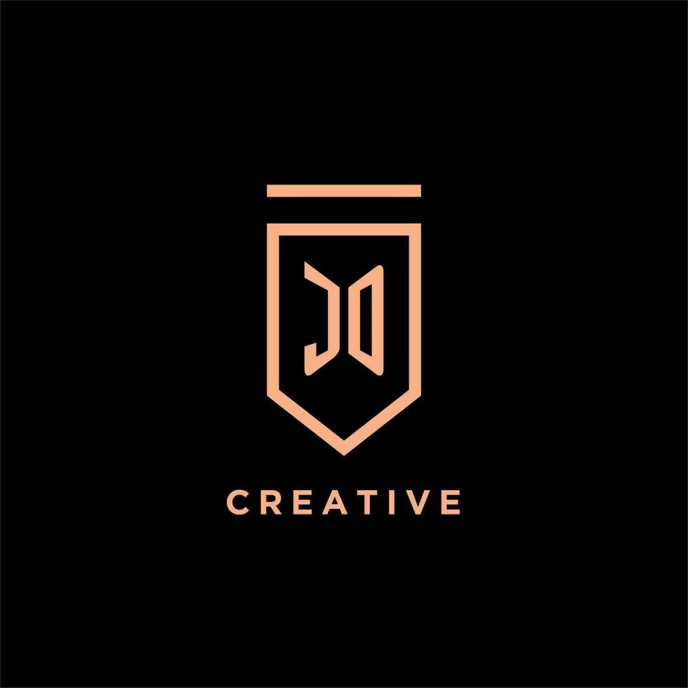 JD monogram initial with shield logo design icon vector