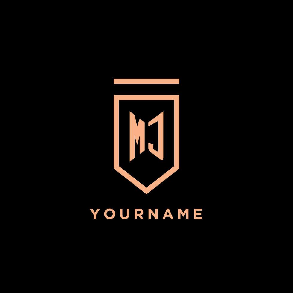 MJ monogram initial with shield logo design icon vector