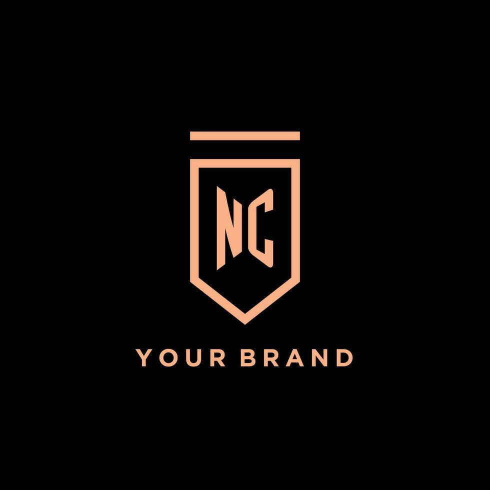 NC monogram initial with shield logo design icon vector