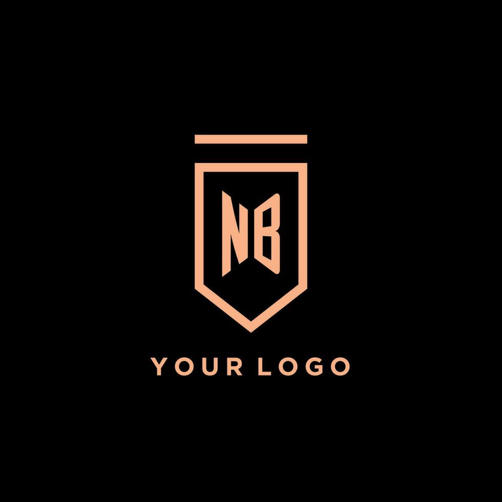 NB monogram initial with shield logo design icon vector