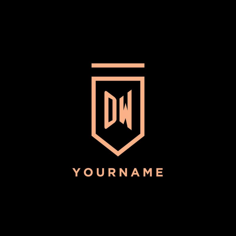 OW monogram initial with shield logo design icon vector