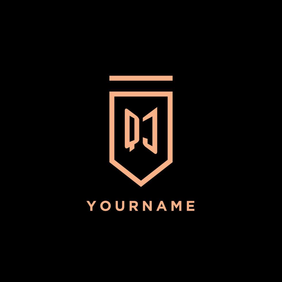 QJ monogram initial with shield logo design icon vector
