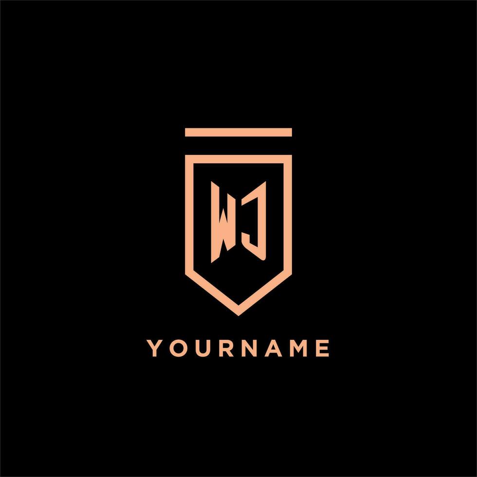 WJ monogram initial with shield logo design icon vector