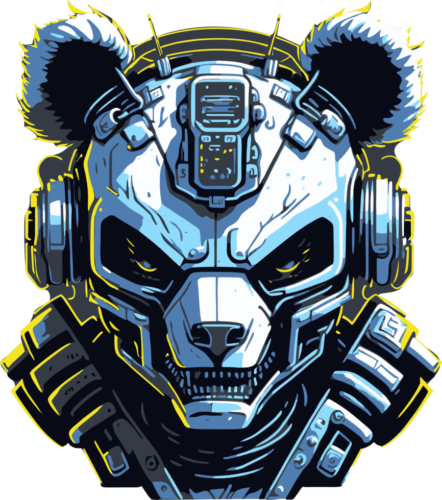 Panda Robot Head Cartoon illustration with png
