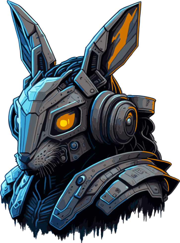 Rabbit Cyborg in Cartoon Style with png