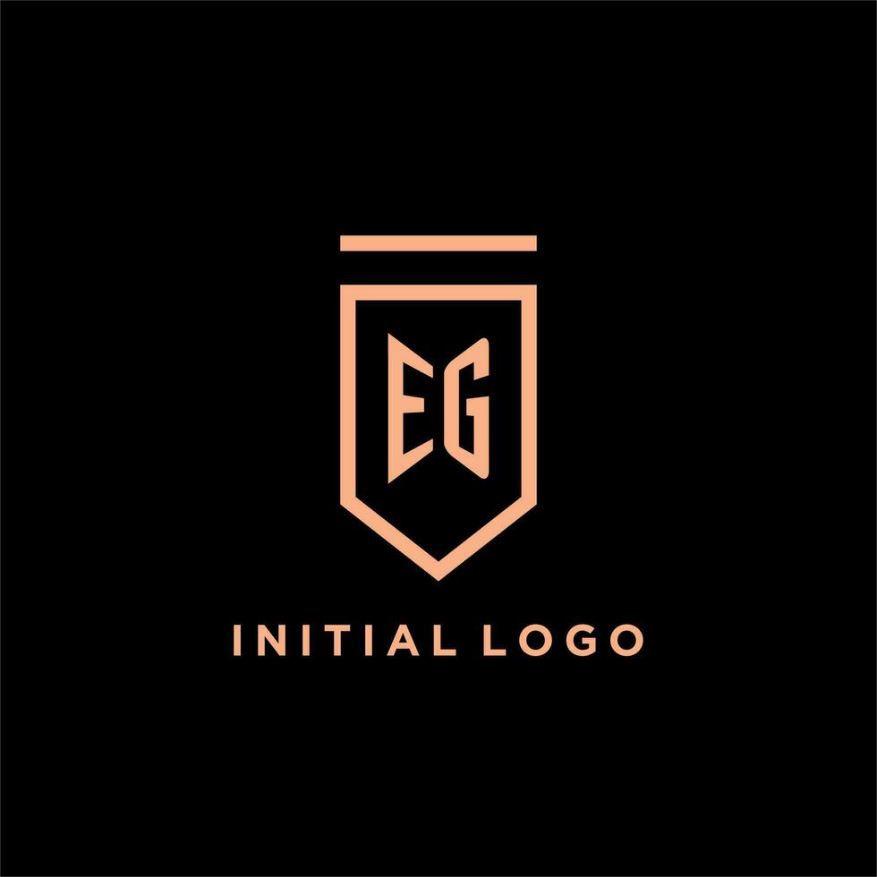 EG monogram initial with shield logo design icon vector
