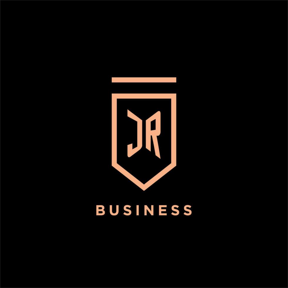JR monogram initial with shield logo design icon vector