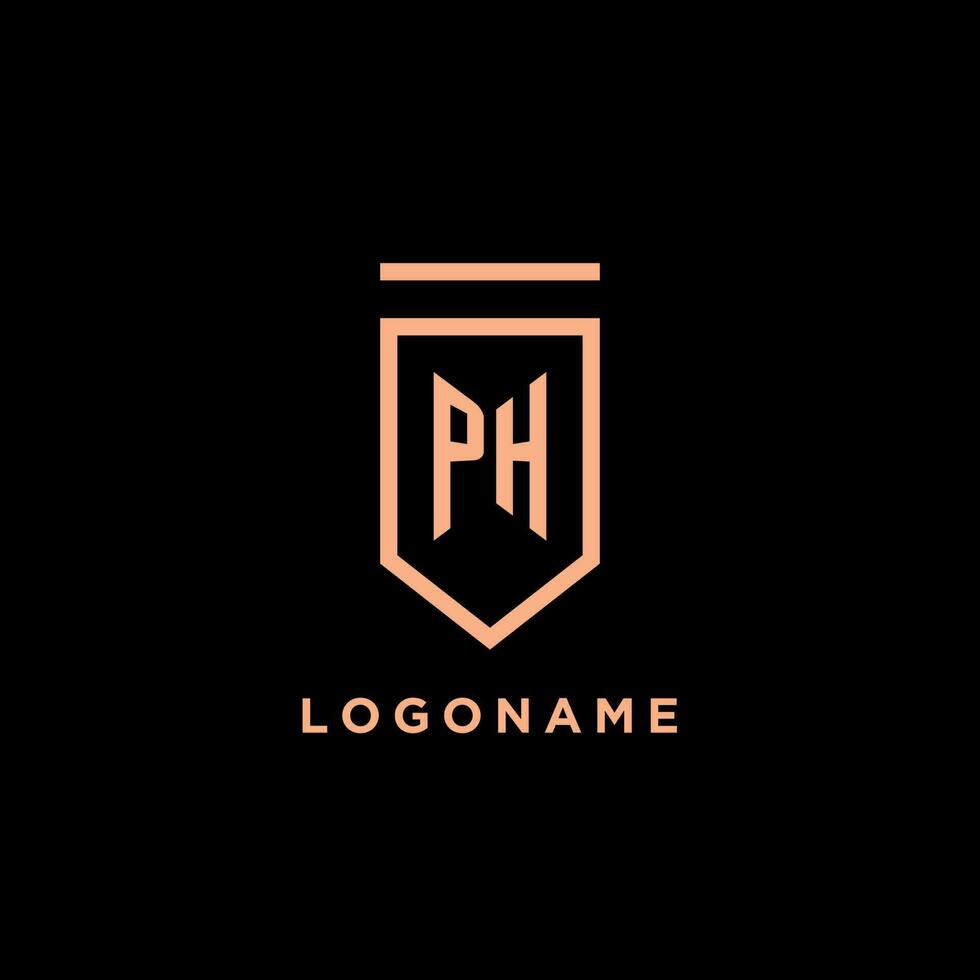 PH monogram initial with shield logo design icon vector