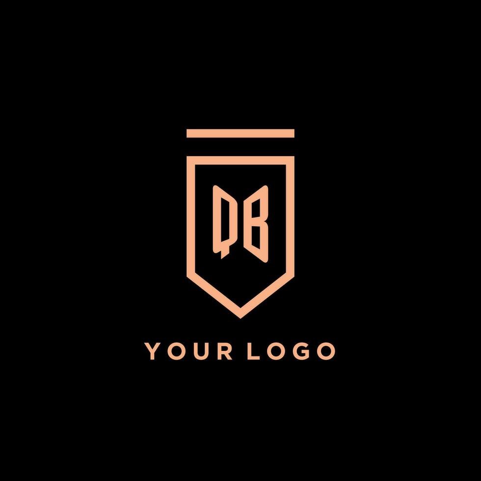 QB monogram initial with shield logo design icon vector