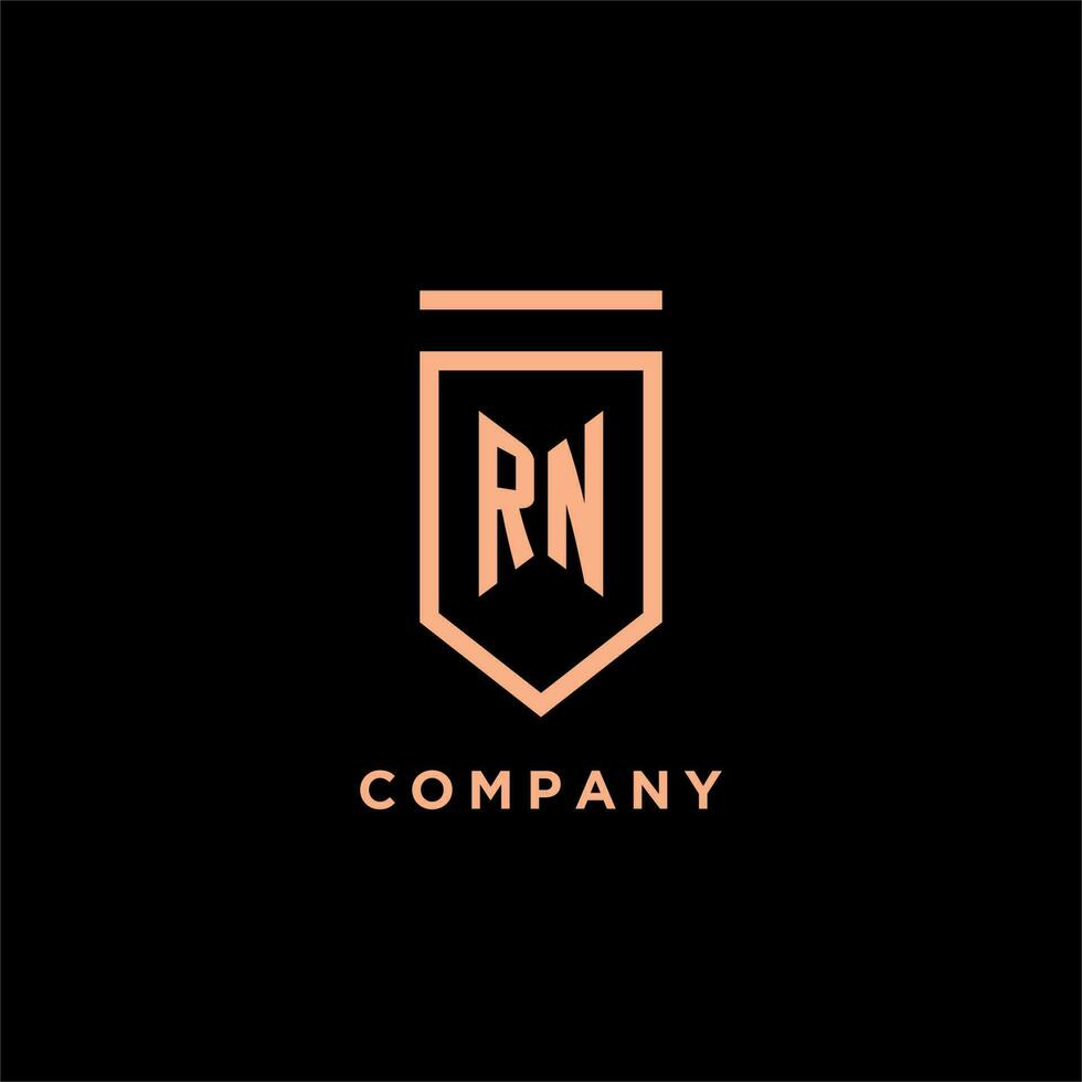 RN monogram initial with shield logo design icon vector