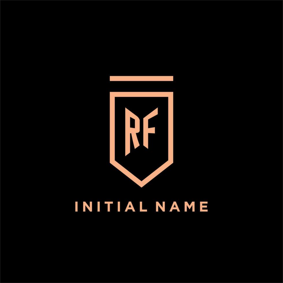 RF monogram initial with shield logo design icon vector