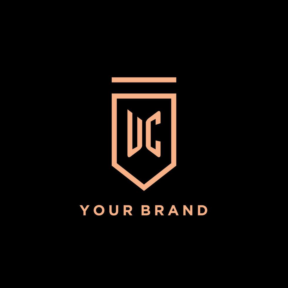 UC monogram initial with shield logo design icon vector