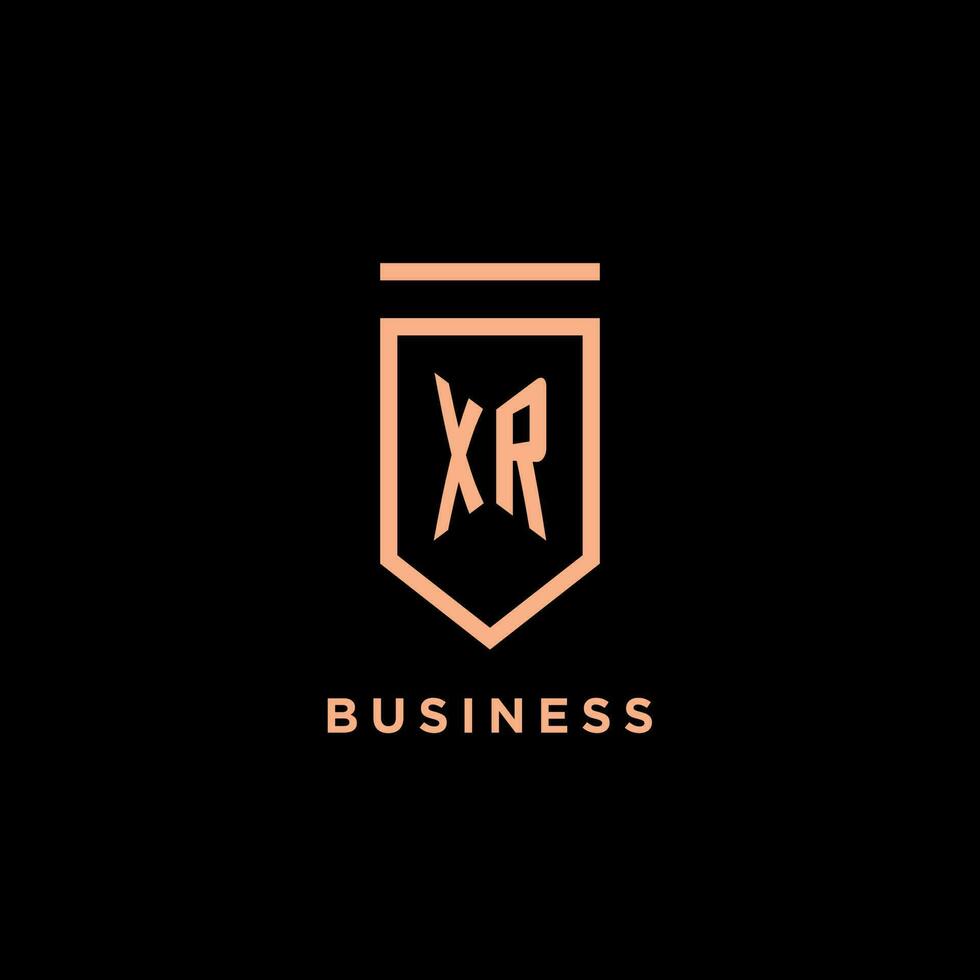 XR monogram initial with shield logo design icon vector