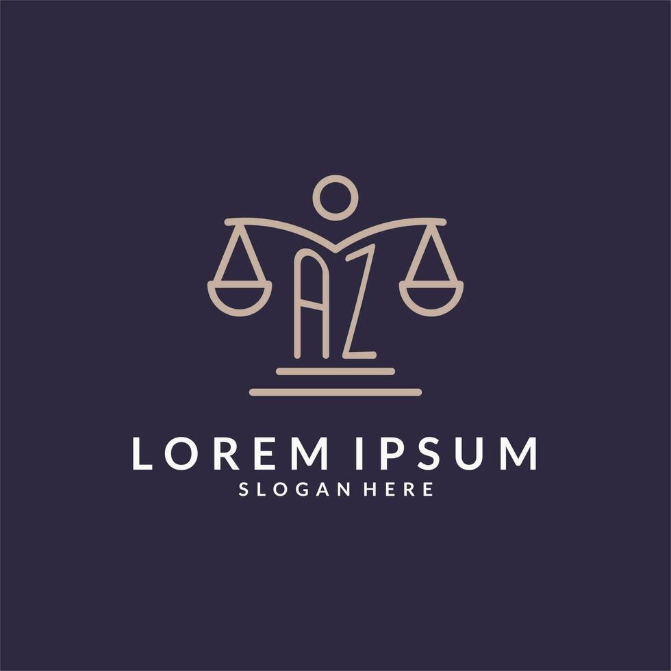 AZ initials combined with the scales of justice icon, design inspiration for law firms in a modern and luxurious style vector