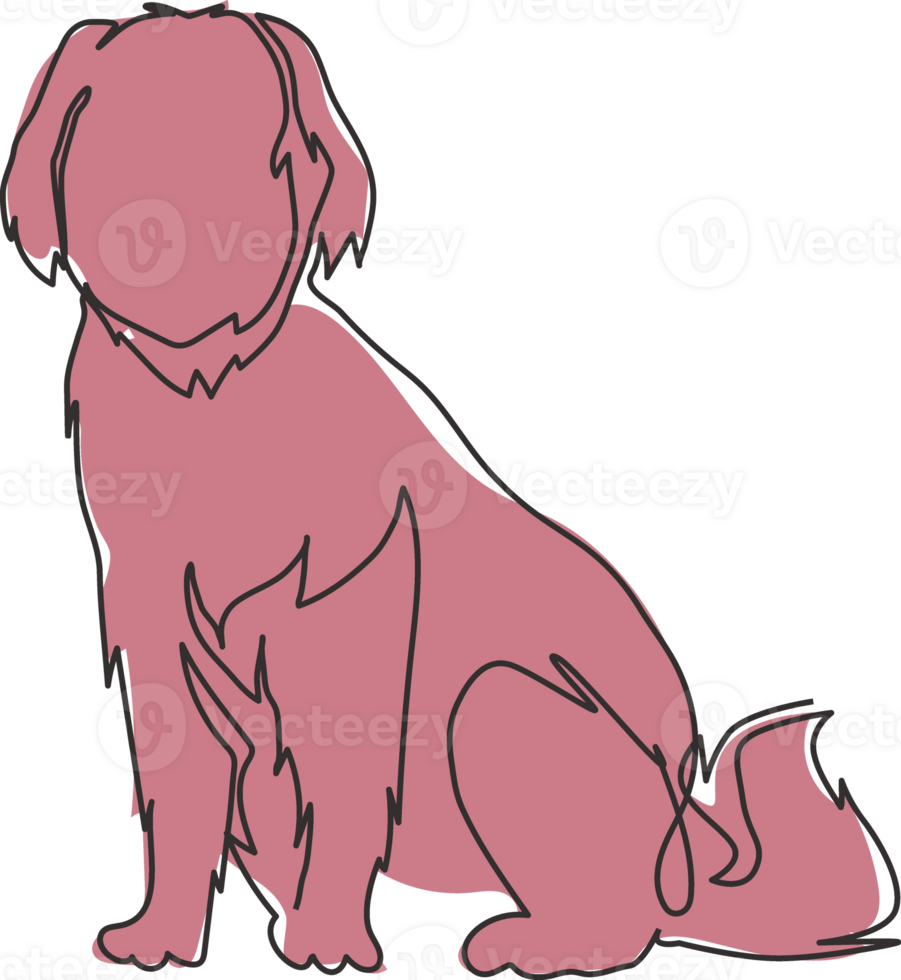 One single line drawing of simple cute puppy dog icon. Pet shop logo emblem concept. Dynamic continuous line draw graphic design illustration png