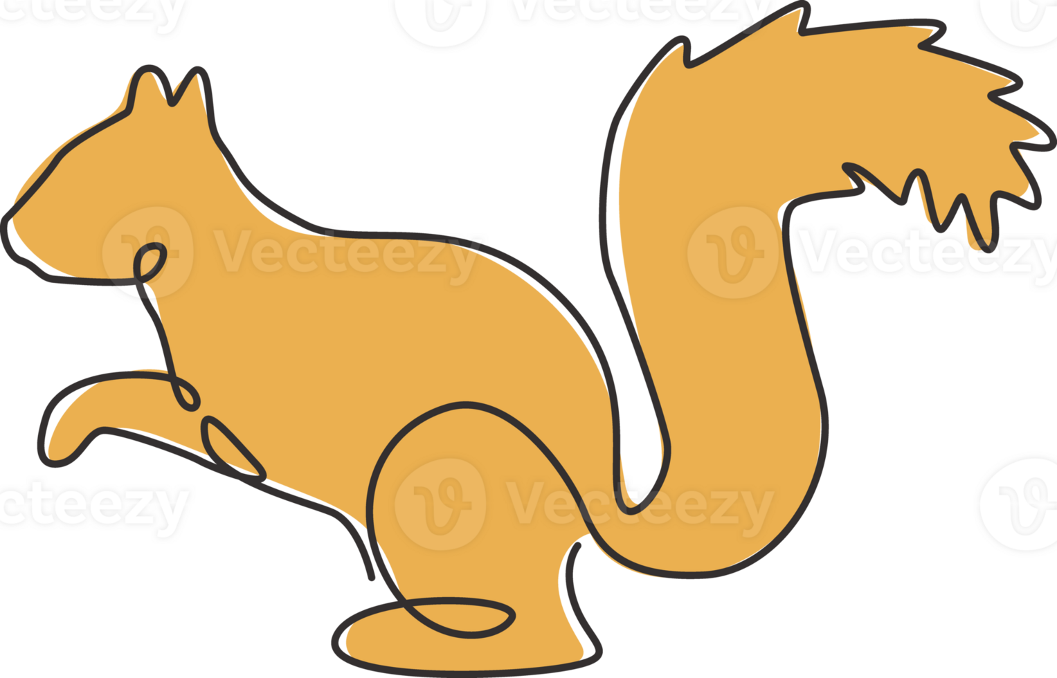 One continuous line drawing of cute squirrel for company logo identity. Business icon concept from funny mammal animal shape. Dynamic single line graphic draw design illustration png