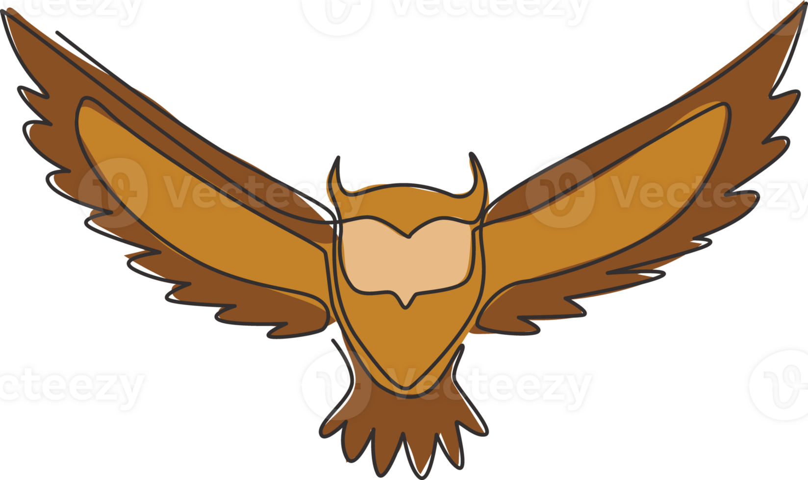 Single continuous line drawing of luxury owl bird for corporate logo identity. Company icon concept from animal shape. Dynamic one line draw design graphic illustration png