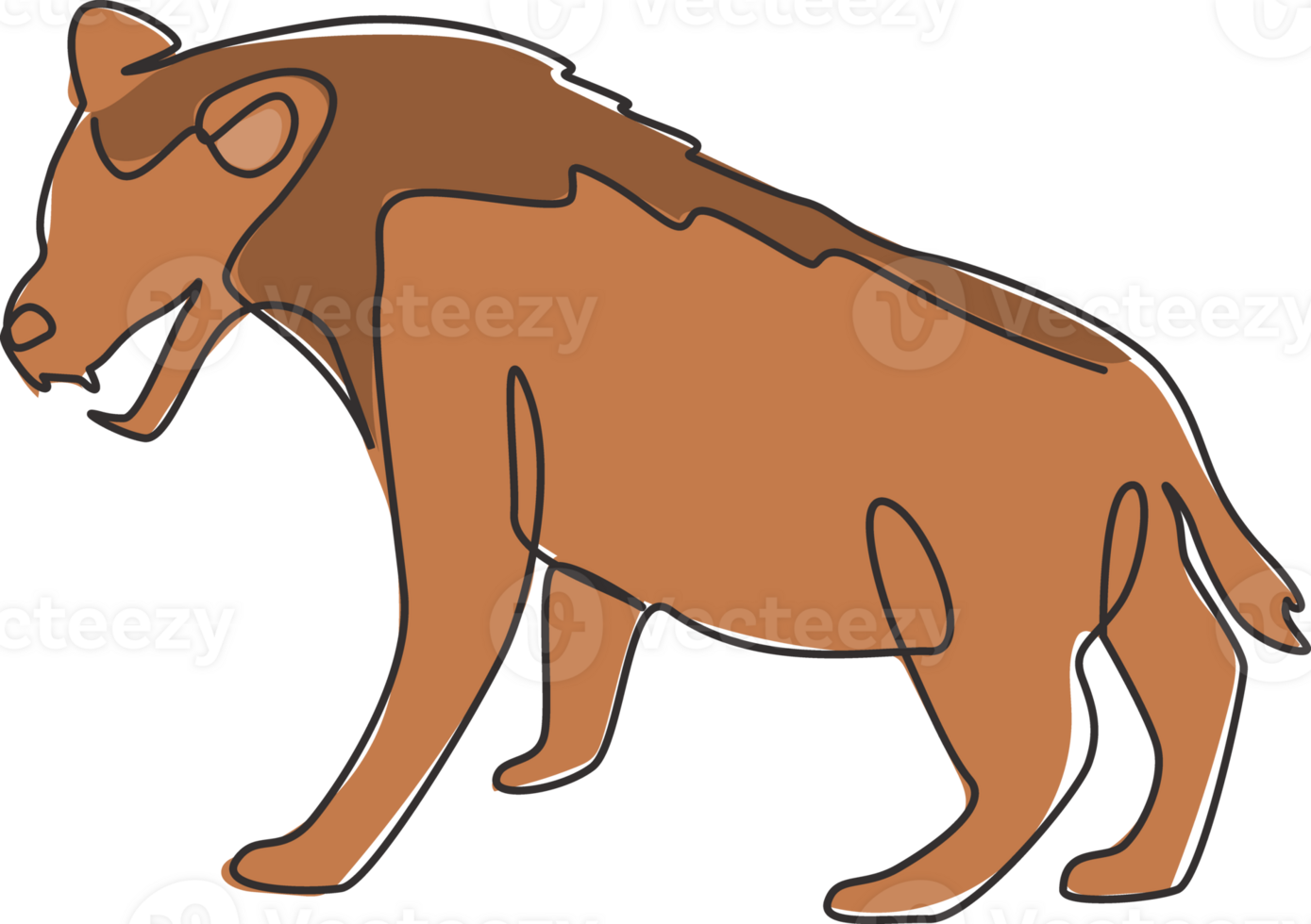 Single continuous line drawing of ferocious hyena for company logo identity. Carnivore animal mascot concept for safari park icon. Modern one line draw design graphic illustration png