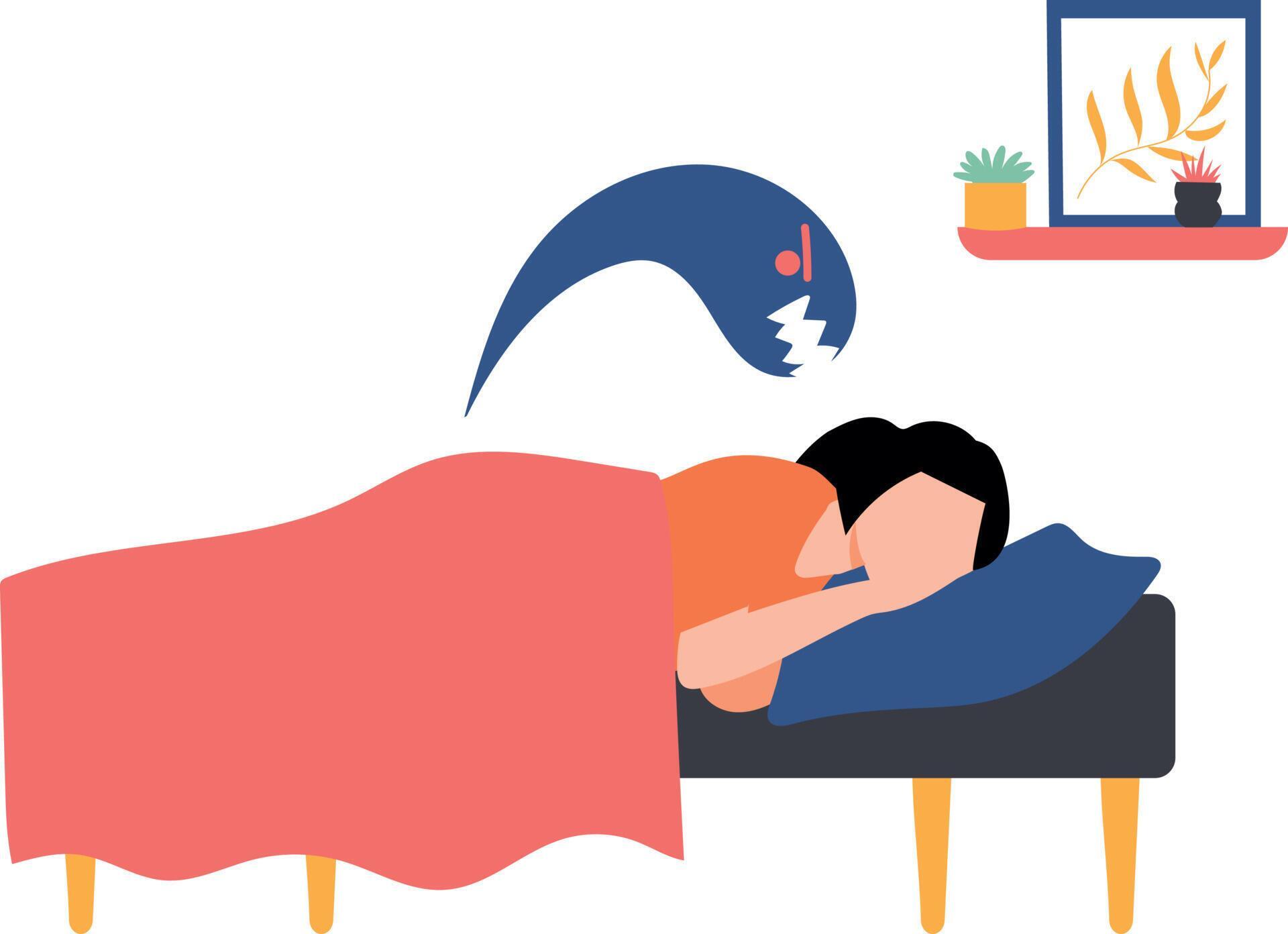 The girl is having a terrible dream. 23743427 Vector Art at Vecteezy