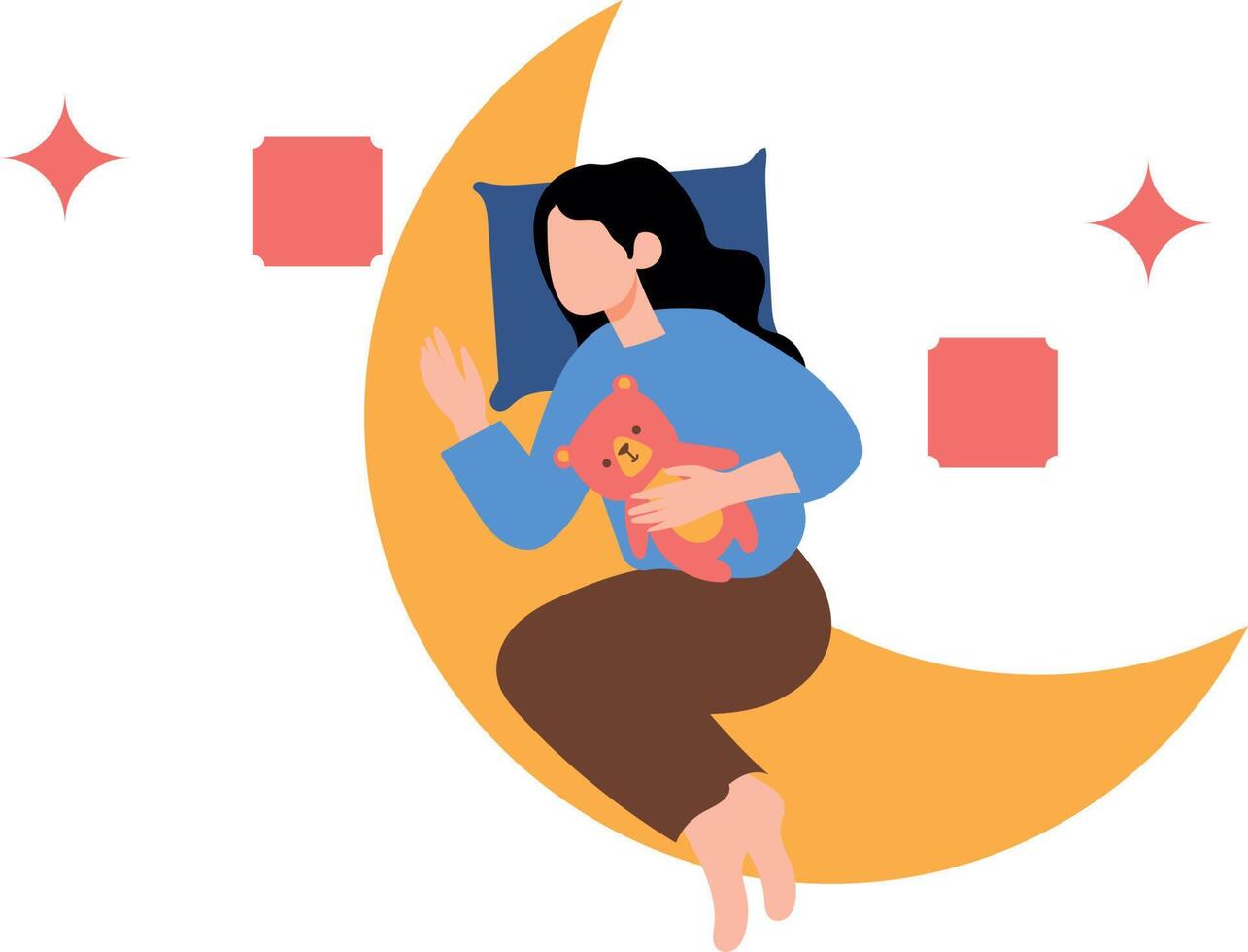 The girl is sleeping on the moon. vector