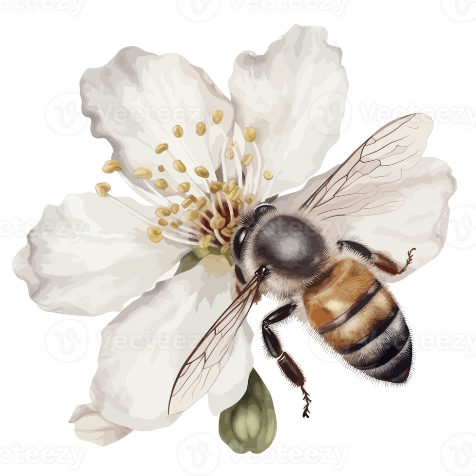 aquarelle abeille nid d'abeille mon chéri fleurs . ai généré png