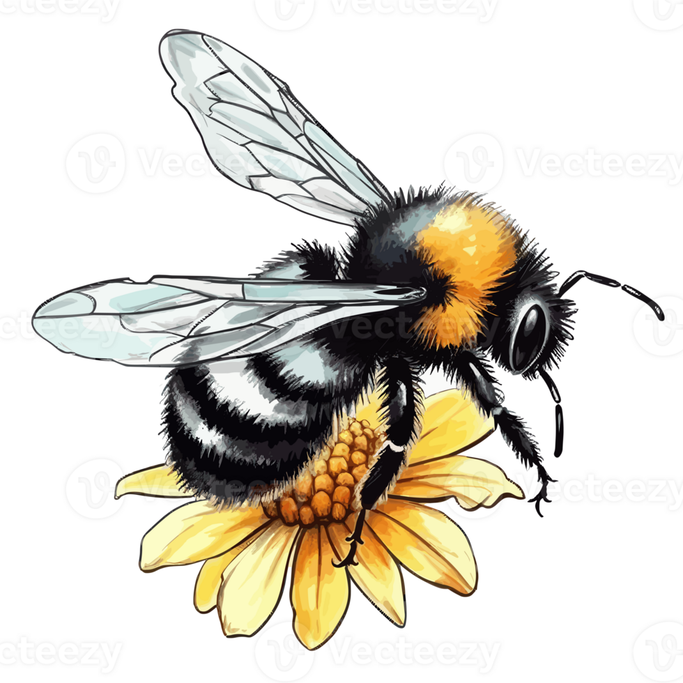 watercolor bee honeycomb honey flowers . png
