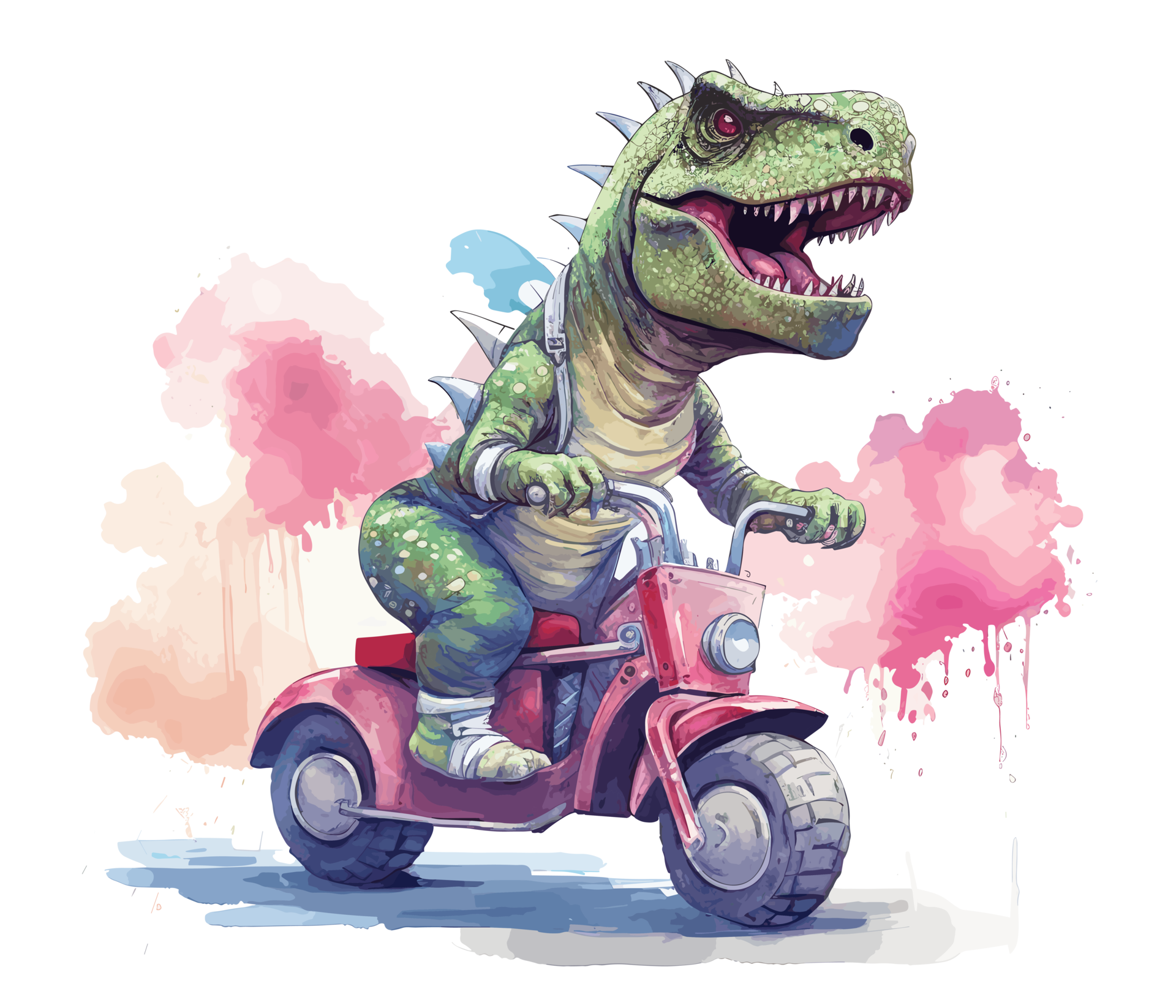 t-rex equitação em caminhão , desenho animado dinossauro personagens  dirigindo . ai gerado 23657736 PNG