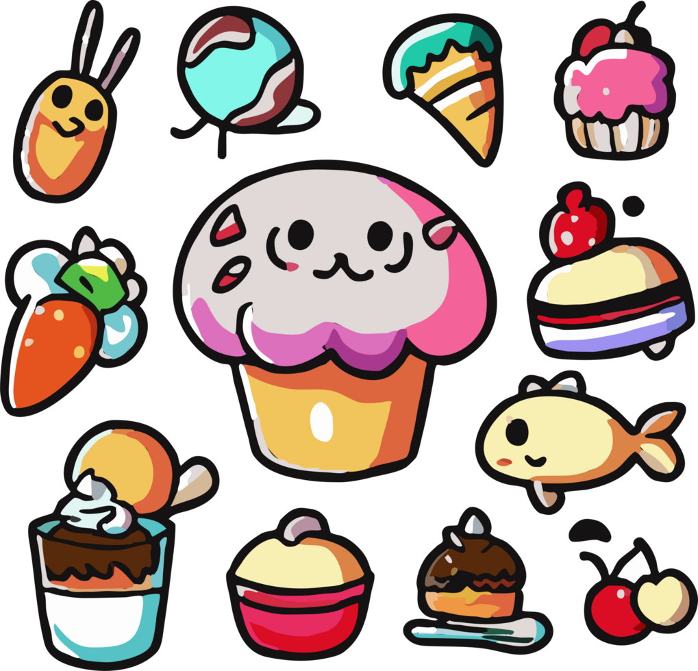 Cute foods png graphic clipart design