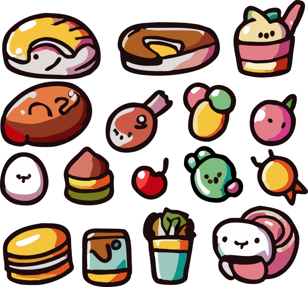 Cute foods png graphic clipart design