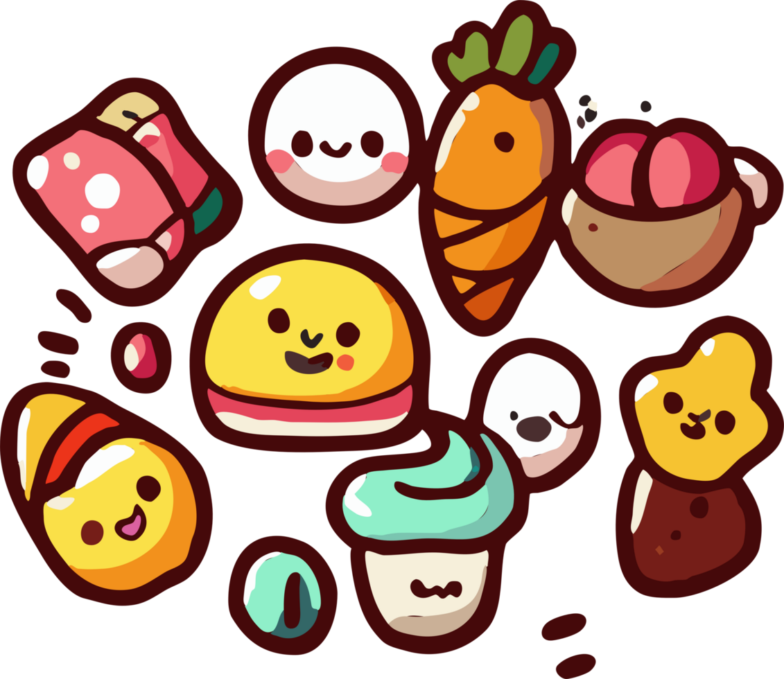 Cute foods png graphic clipart design